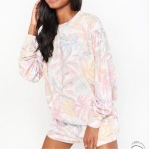 Mumu Palmer Sweatshirt & Shorts Set Tropical Palm XS